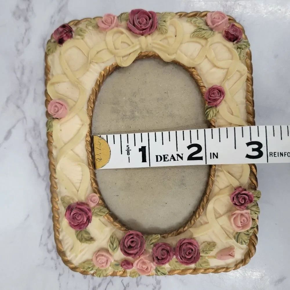 Vintage Dezine Hand Painted Floral Cream and Pink Photo Frame - Picture 9 of 9